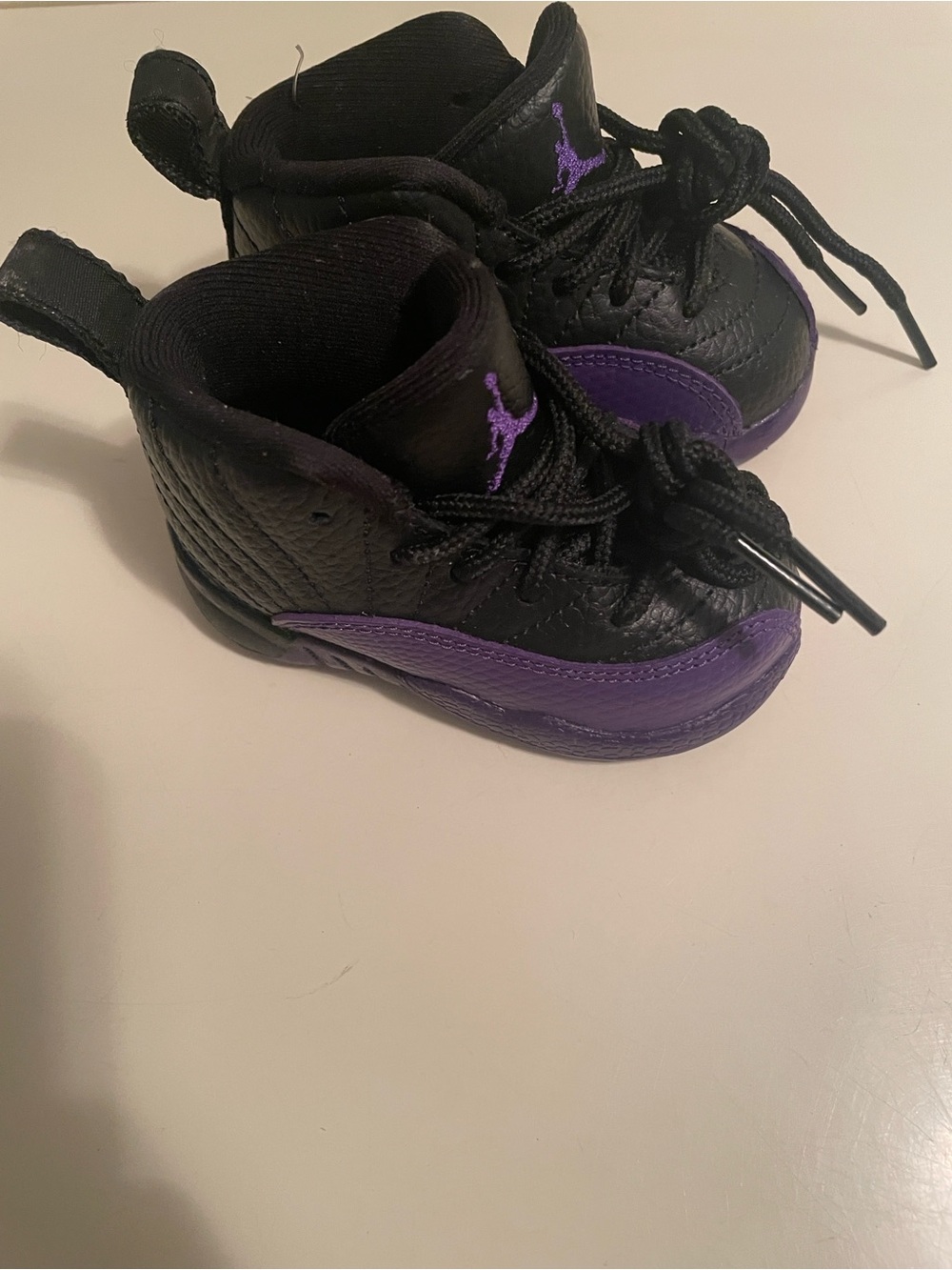 Jordan 12 Kids Black and Purple High-Top Sneakers size 4C boys or girls